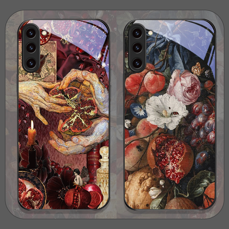 Phone Cases Samsung S25 - Luxe Granaatappel Bloem Patroon Gehard Glas