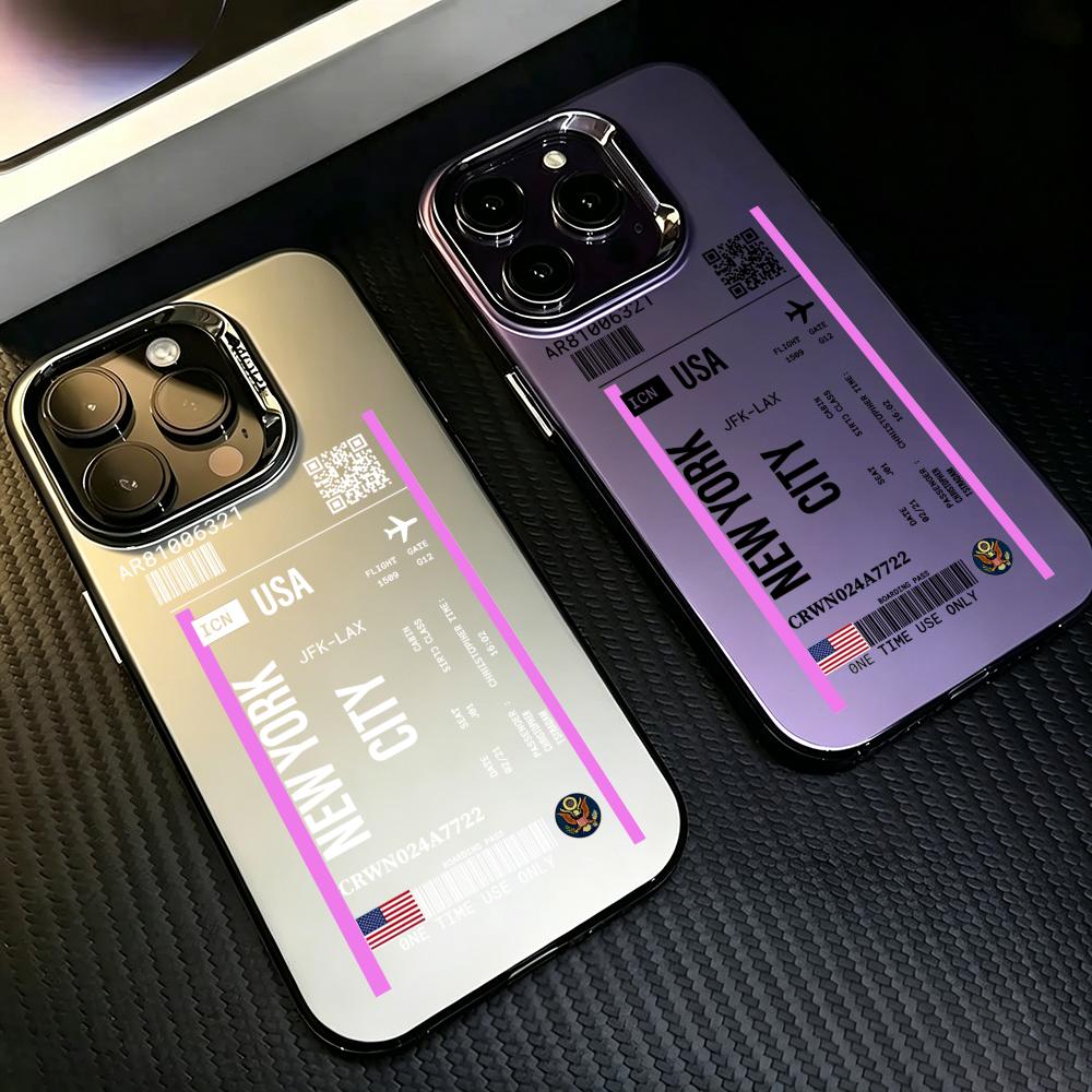 Phone Cases York - N-New York vliegtickets telefoonhoesje Kleurrijk Zilver